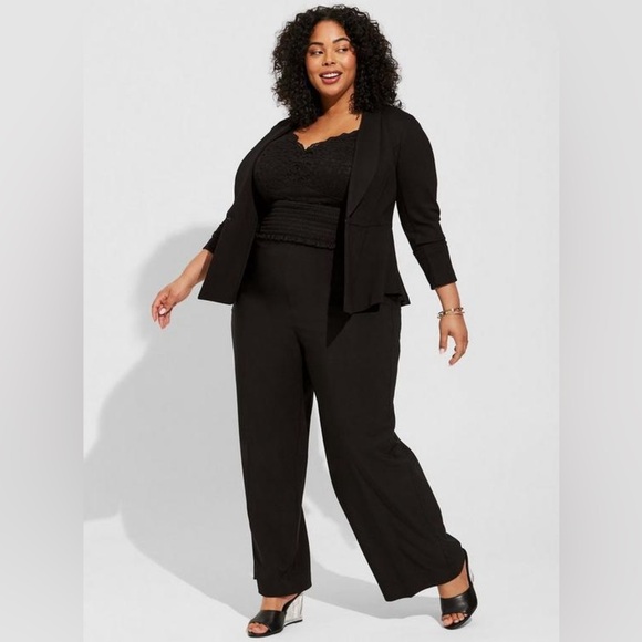 Torrid Studio Luxe Ponte Peplum Black Blazer Size 1x Preppy - Picture 14 of 14